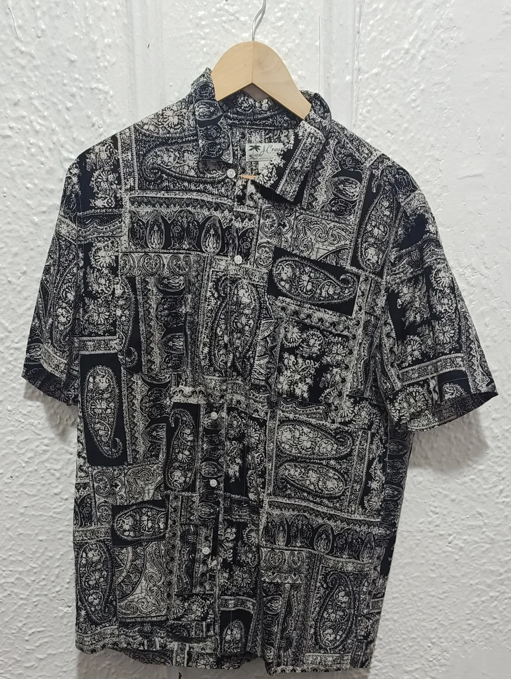 J. Crew Black and White Paisley Short-Sleeve Button-Down Shirt